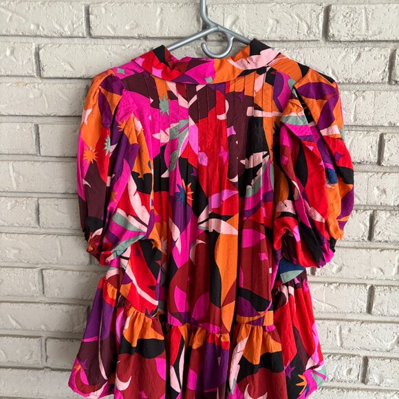 Meet Me In Santorini Women’s V-Neck Collared Puff Sleeve Blouse Large - Picture 5 of 8